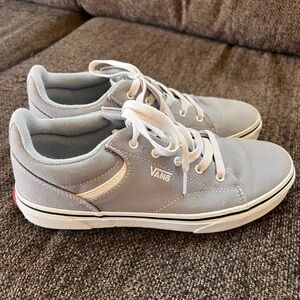 Vans Men’s Light Gray Low-Top Canvas Sneakers with White Accents